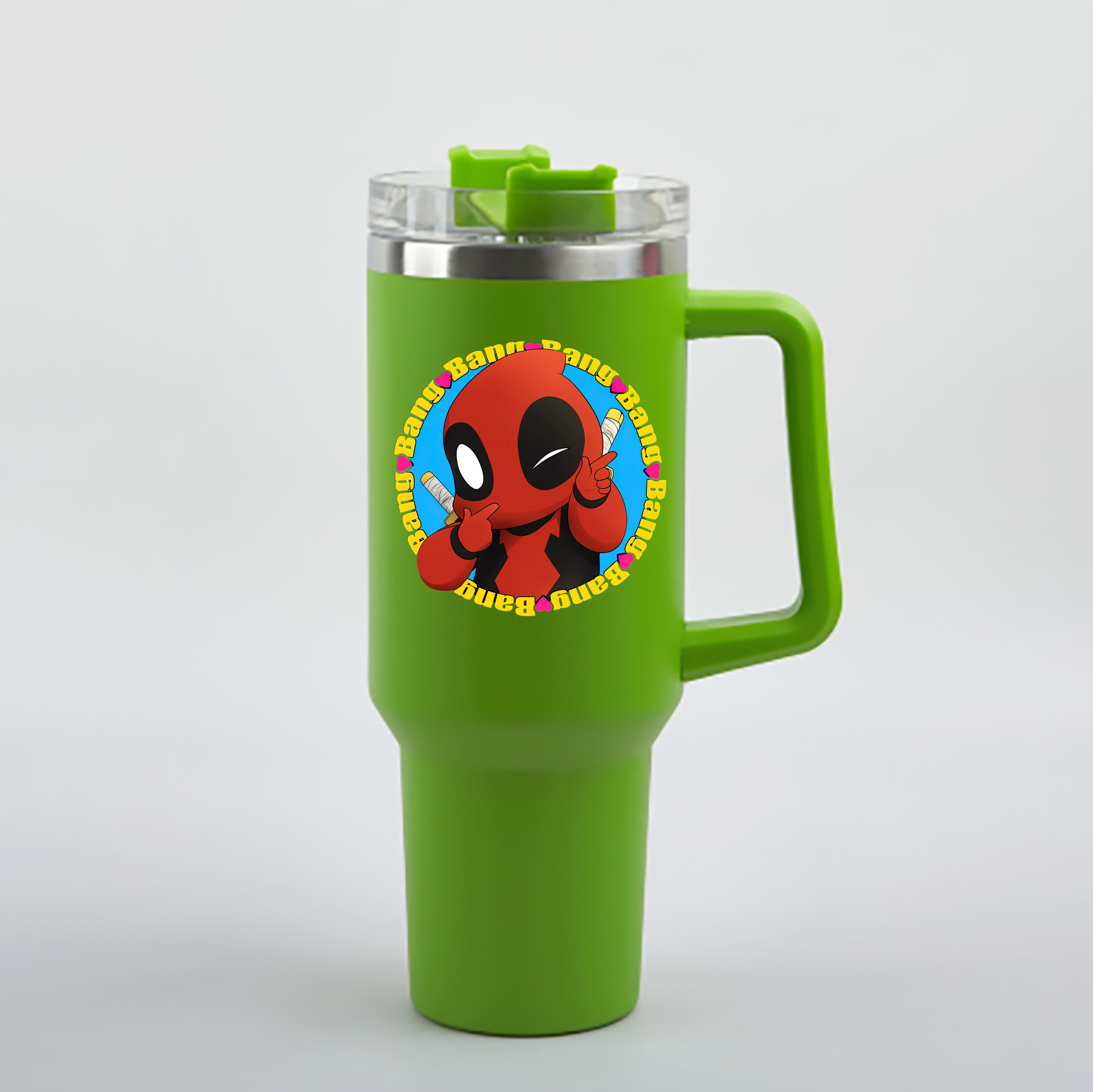 （画像用） Deadpool デッドプール 1200mL車用タンブラー - クリスタルステッカー（プラスチックストロー付き）